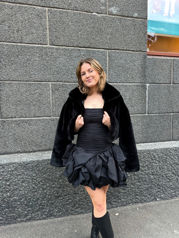 Violette Bubble Hem Mini Dress - Black  - Image 5