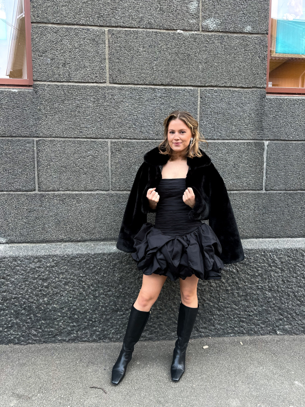 Violette Bubble Hem Mini Dress - Black  - Image 6