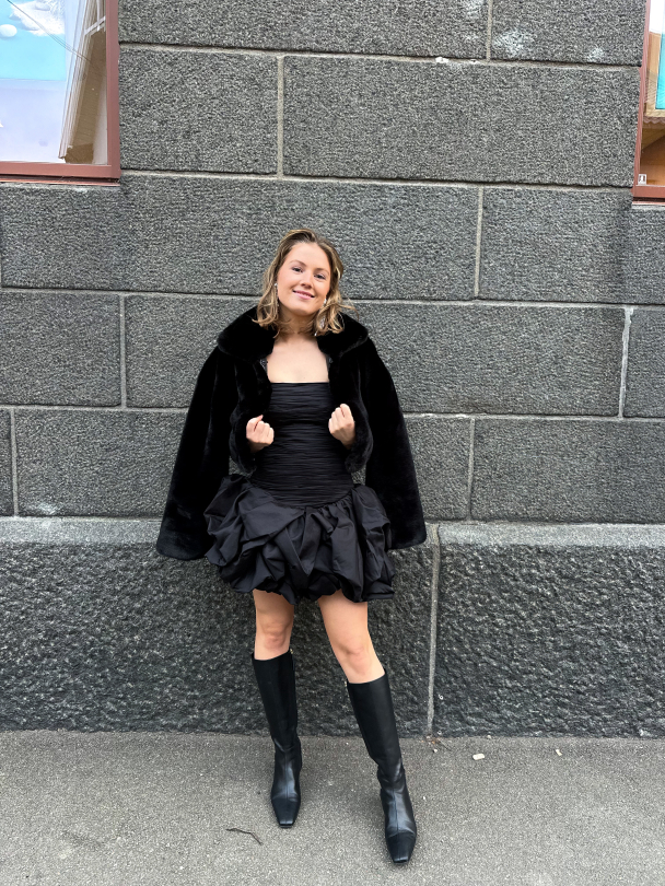 Violette Bubble Hem Mini Dress - Black  - Image 7