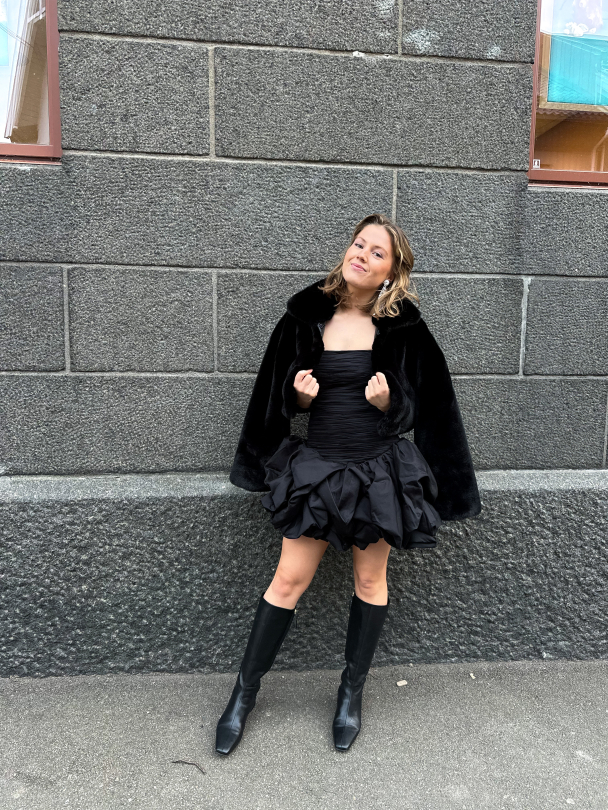 Violette Bubble Hem Mini Dress - Black  - Image 8