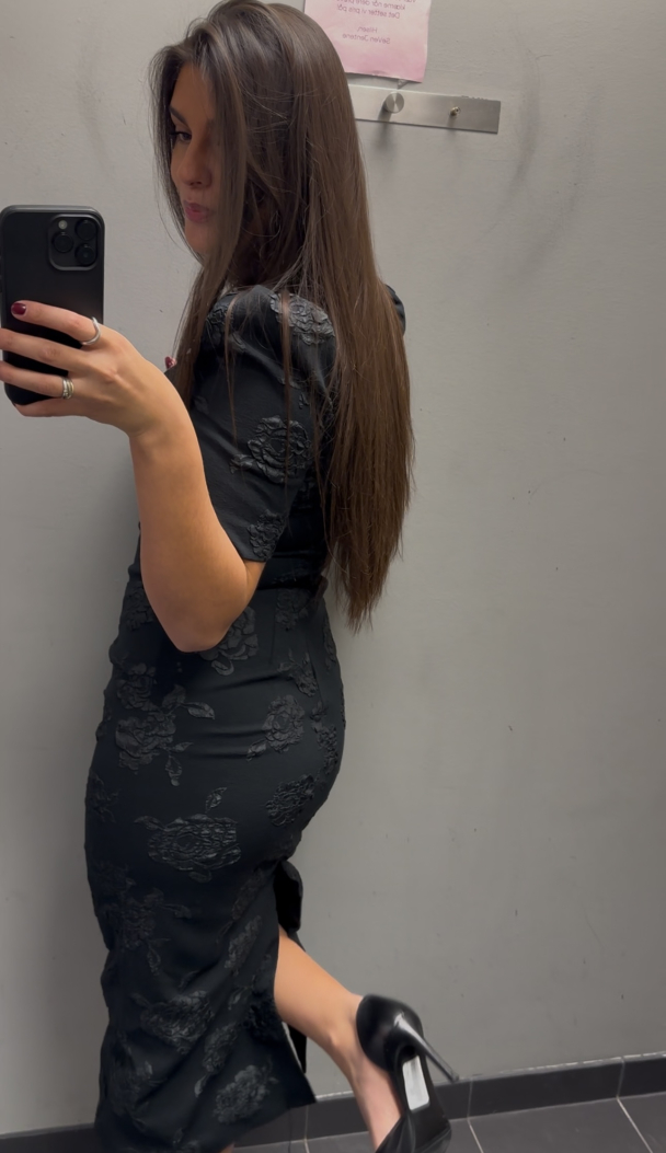 Jacquard Midi Dress - Black - Image 2