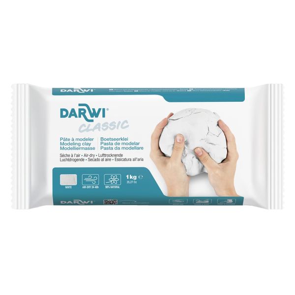 Lufttørkende leire Hvit – 1kg Darwi Classic 