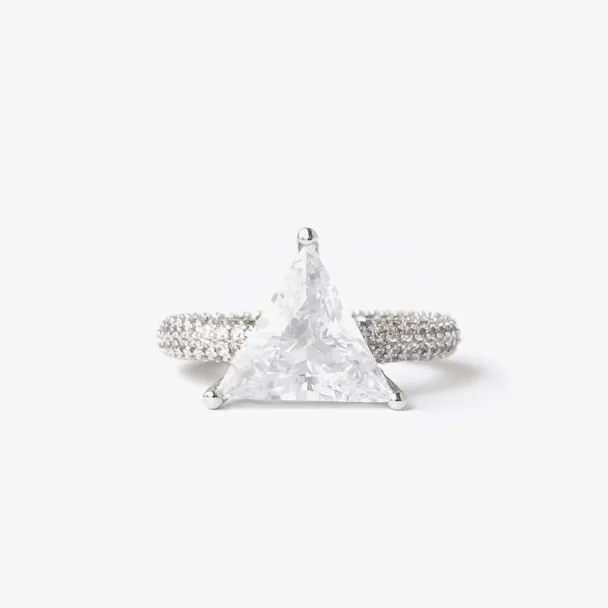 Mega Triangle Ring - White Silver 