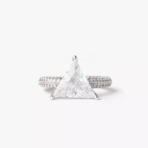 Mega Triangle Ring - White Silver 