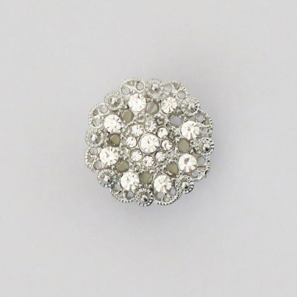 KNAPP M/ØYE 20,5 SØLV/KLAR KRYSTALL