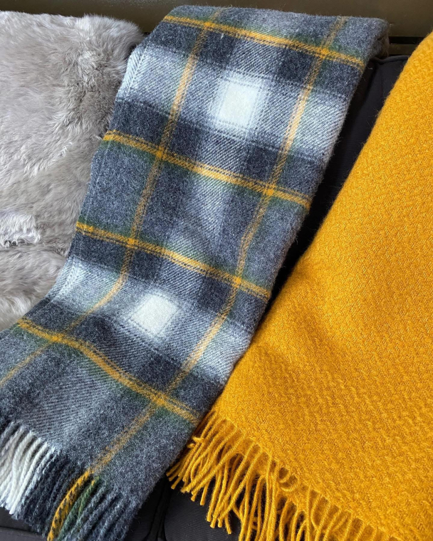 Pledd Larvik 130x200 Hvit/Grey 100% ULL - Image 2