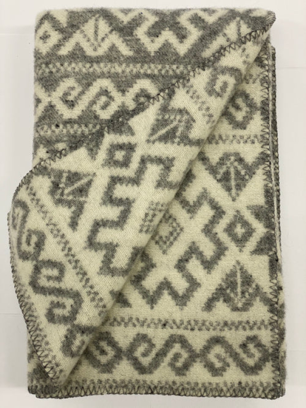 Pledd Telemark 130x200 Grå/Krem Jaquard Tweed - Image 1