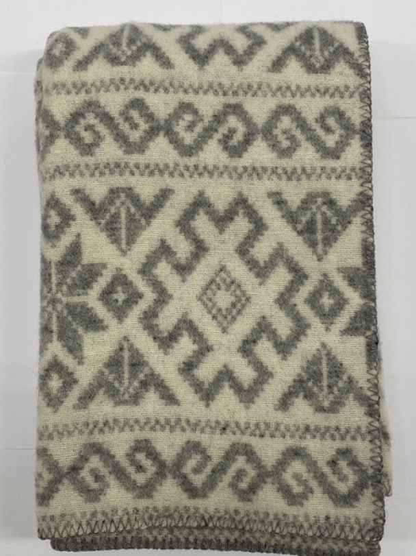 Pledd Telemark 130x200 Grå/Krem Jaquard Tweed - Image 2