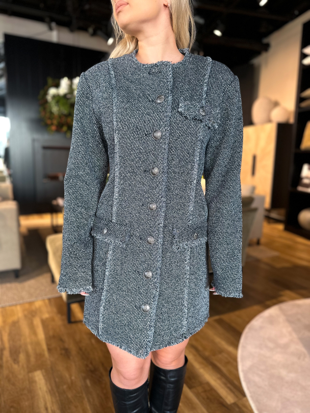 Belma Dress - Blue Twill Structure - Image 1