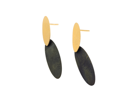 Earrings - Baguetts Green & Gold