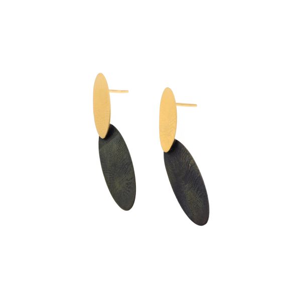 Earrings - Baguetts Green & Gold