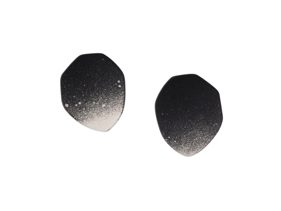 Earrings - Floral Black & Silver