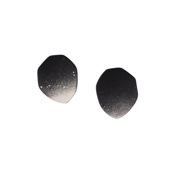 Earrings - Floral Black & Silver