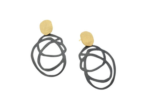 Earrings - Atomy Black & Gold