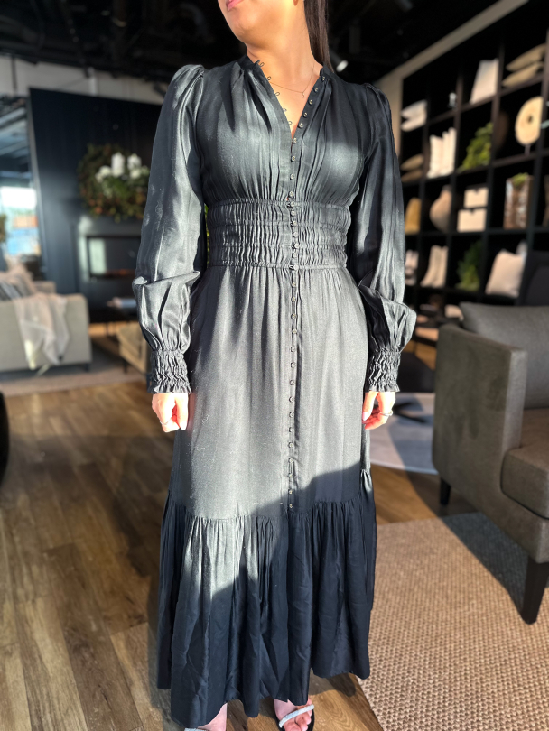 Striped Button-Down Dress - Black  - Image 1