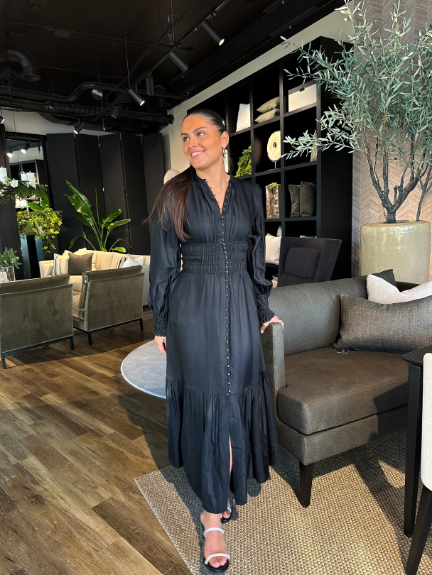 Striped Button-Down Dress - Black  - Image 6