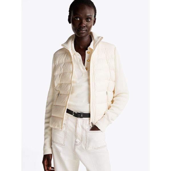 Contrast Sleeve Down Jacket - Ivory Petal