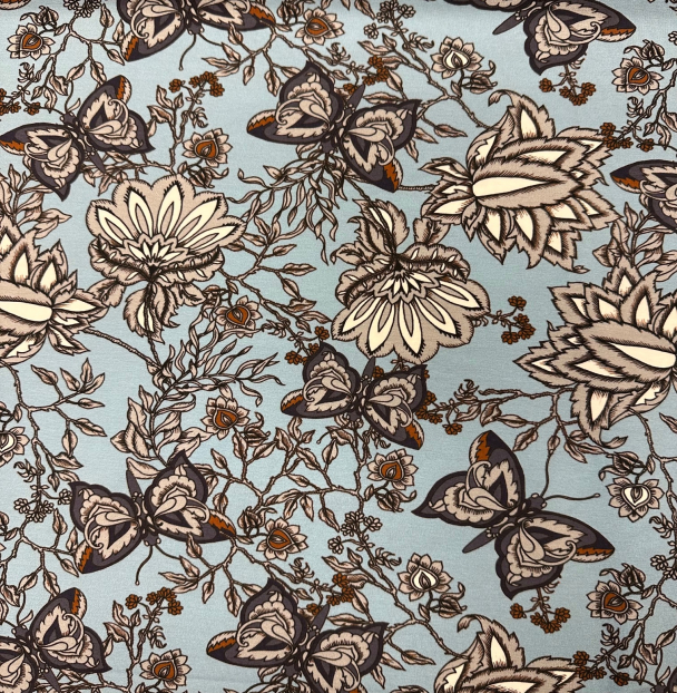 Jersey  Lys blå sommerfugl blomst