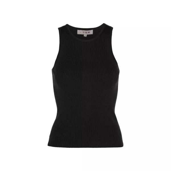 Rib knit tank top - Black