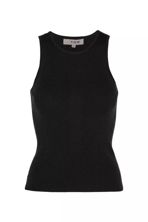 Rib knit tank top - Black