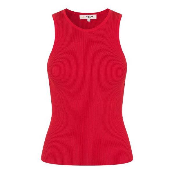 Rib knit tank top - Red