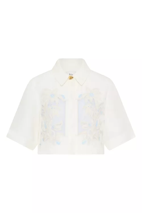 Mirrors Embroidered Shirt - Ivory 