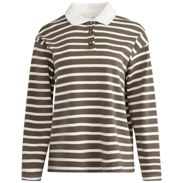 Wada Stripe Collar Top - Kalamata/Snow White 