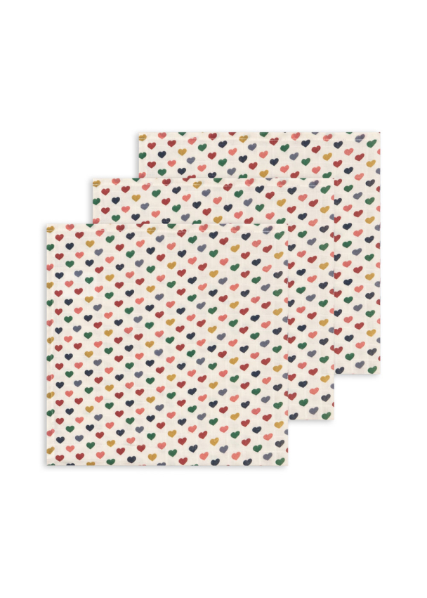 Muslin Cloths 3-pk - Coeur Coloré
