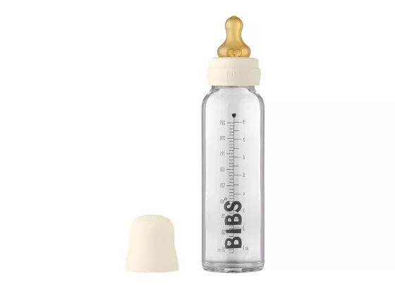 Baby Bottle 110ml Complete Set, Ivory - Bibs