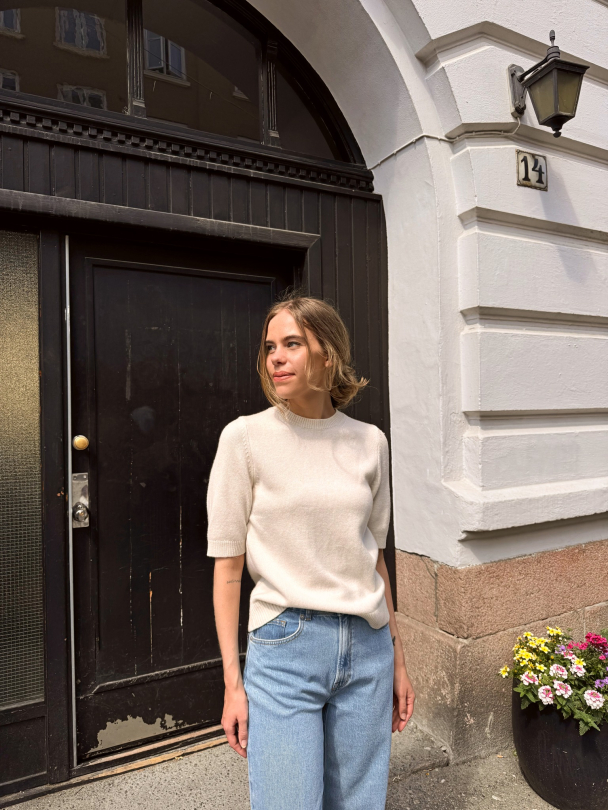 Cille 2/4 Knit O-neck - Birch Melange - Image 2