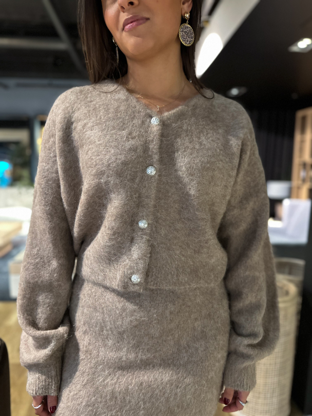 Sana Cardigan - Warm Sand Melange - Image 1