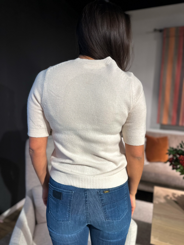 Cille 2/4 Knit O-neck - Birch Melange - Image 4