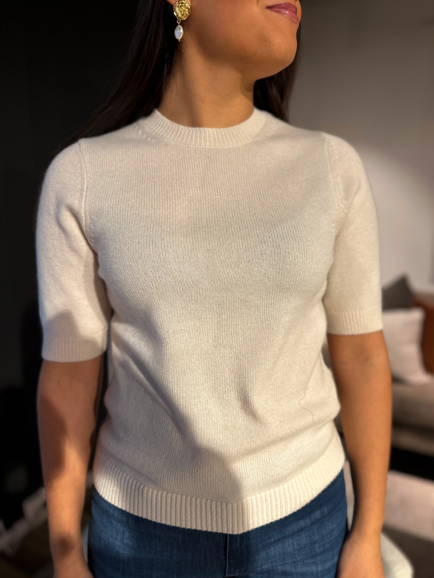 Cille 2/4 Knit O-neck - Birch Melange - Image 1
