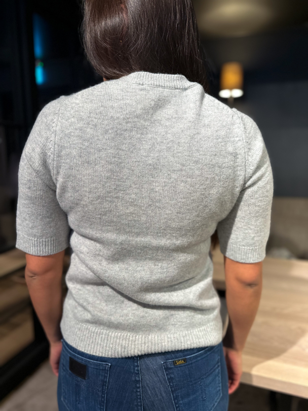 Cille 2/4 Knit O-neck - Light Grey Melange - Image 2
