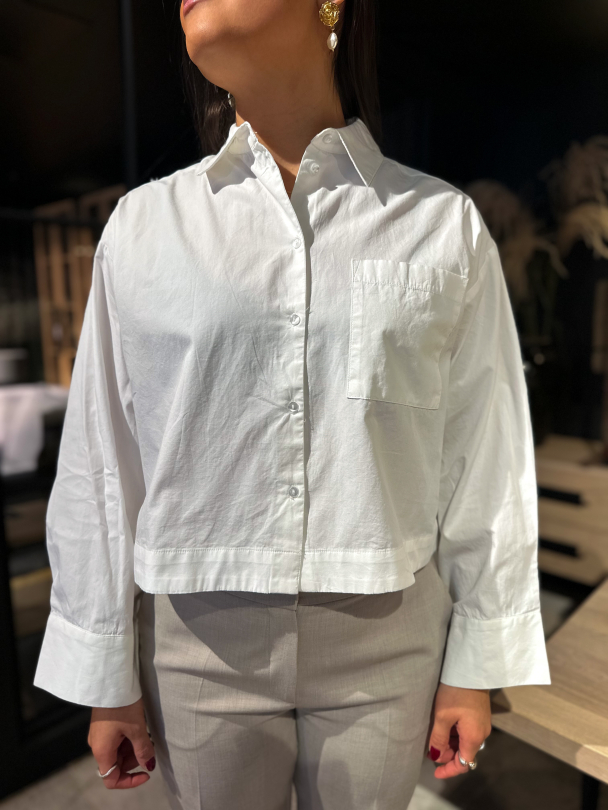 Astha Cropped Boxy Shirt - Bright White  - Image 1