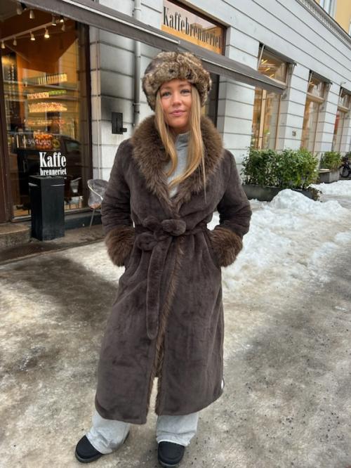 Caroline Fake Fur Jacket Brown