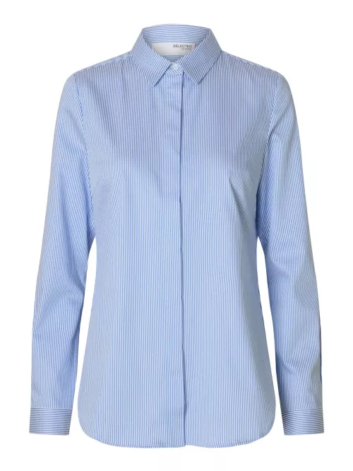 Romie Striped Fitted Shirt - Bright White/Blue