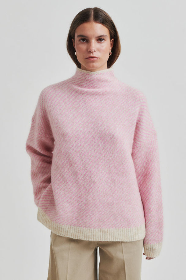 Capella Knit T-Neck - Pink Cosmos - Image 1