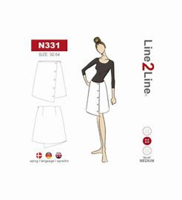 N331 Asymetrisk nederdel med knapper - Image 1