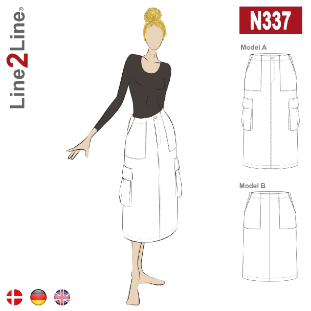 N337 Cargonederdel med påsatte lommer - Image 1