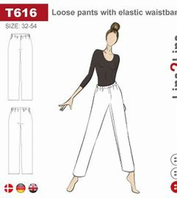 T616 Løs bukse med elastikk i midjen - Image 1