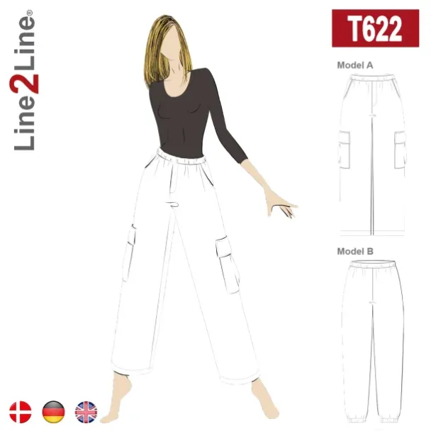 T622 Løs cargobukse med skrålommer - Image 1