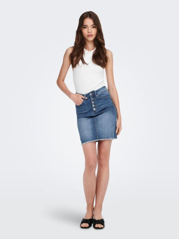 onlBlush Life Button denim skjørt - Image 3
