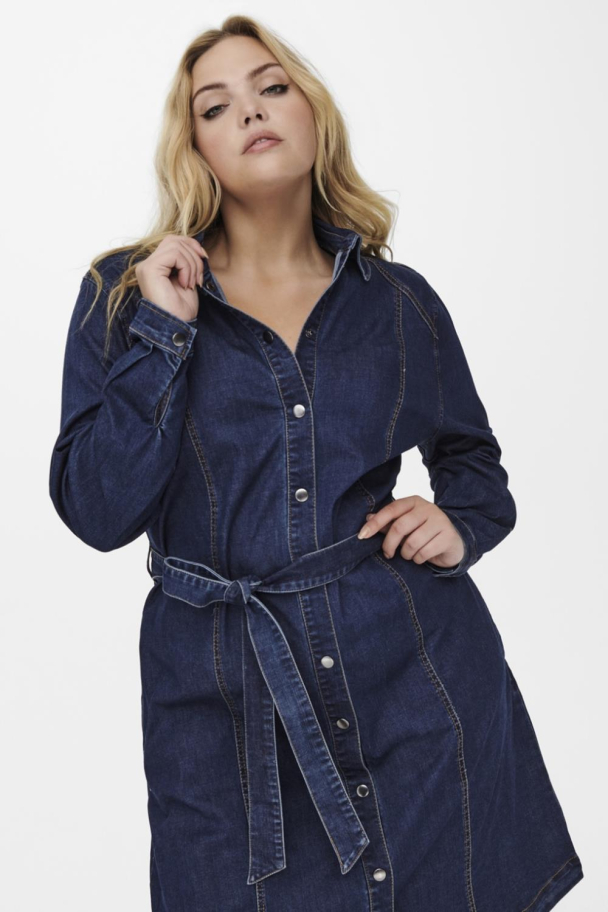 carCila life denim skjortekjole med knytebelte - Image 3