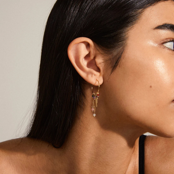 Pilgrim Peace gullbelagt øreringer med halvedelstener - Image 3