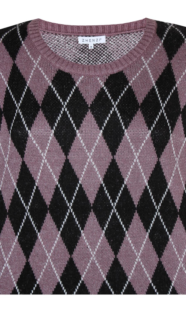 Zhenzi Pave genser i harlequin-mønster - Image 4