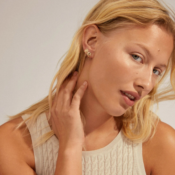 Pilgrim Smile 2-i-1 gullbelagte øredobber - Image 3