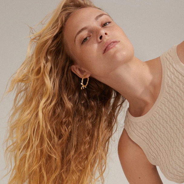 Pilgrim Ana gullbelagte perle- og krystalløreringer - Image 3