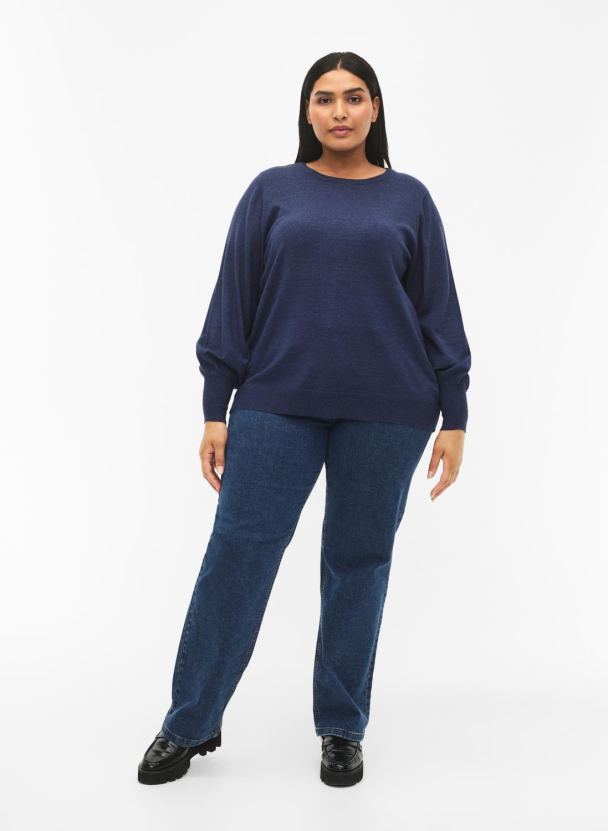 Zizzi caElla plain genser m/rund hals - Image 2