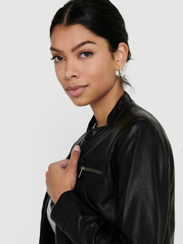 Only Bandit bikerjakke i kunstskinn - Image 6